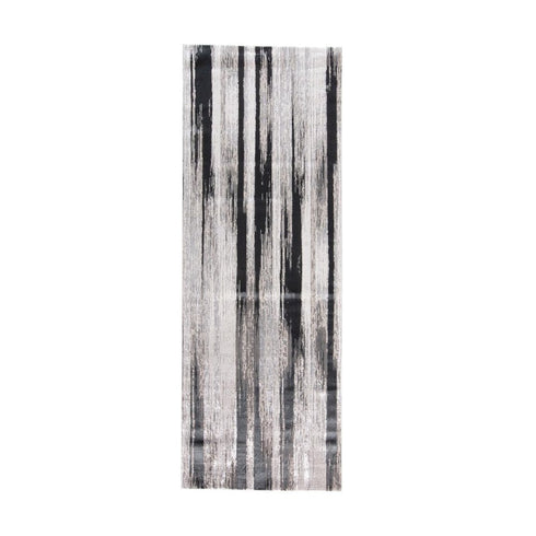 4' X 6' Black Silver and Gray Abstract Power Loom Area Rug